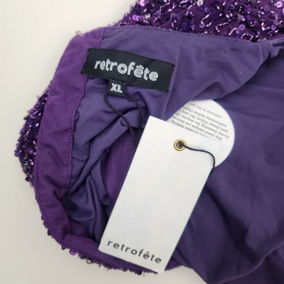 Retrofete Berline Sequin Mini Dress Purple Size XL Open Back NWT - Picture 9 of 11